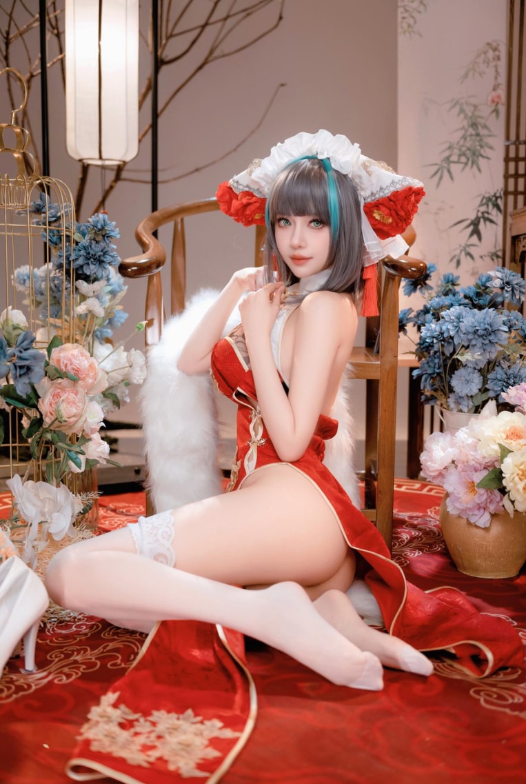 Shika小鹿鹿 NO.133 碧蓝航线写真本-柴郡新春旗袍预览图 2